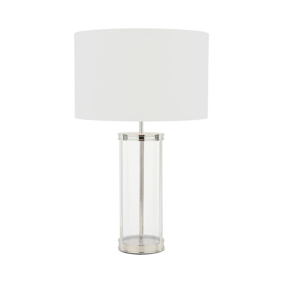 Harrington Small Table Lamp Antique Brass and Glass With Shade