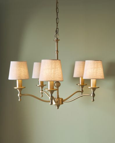 Ludchurch 5 Light Armed Pendant Black/ Matt Antique Brass Fitting Only