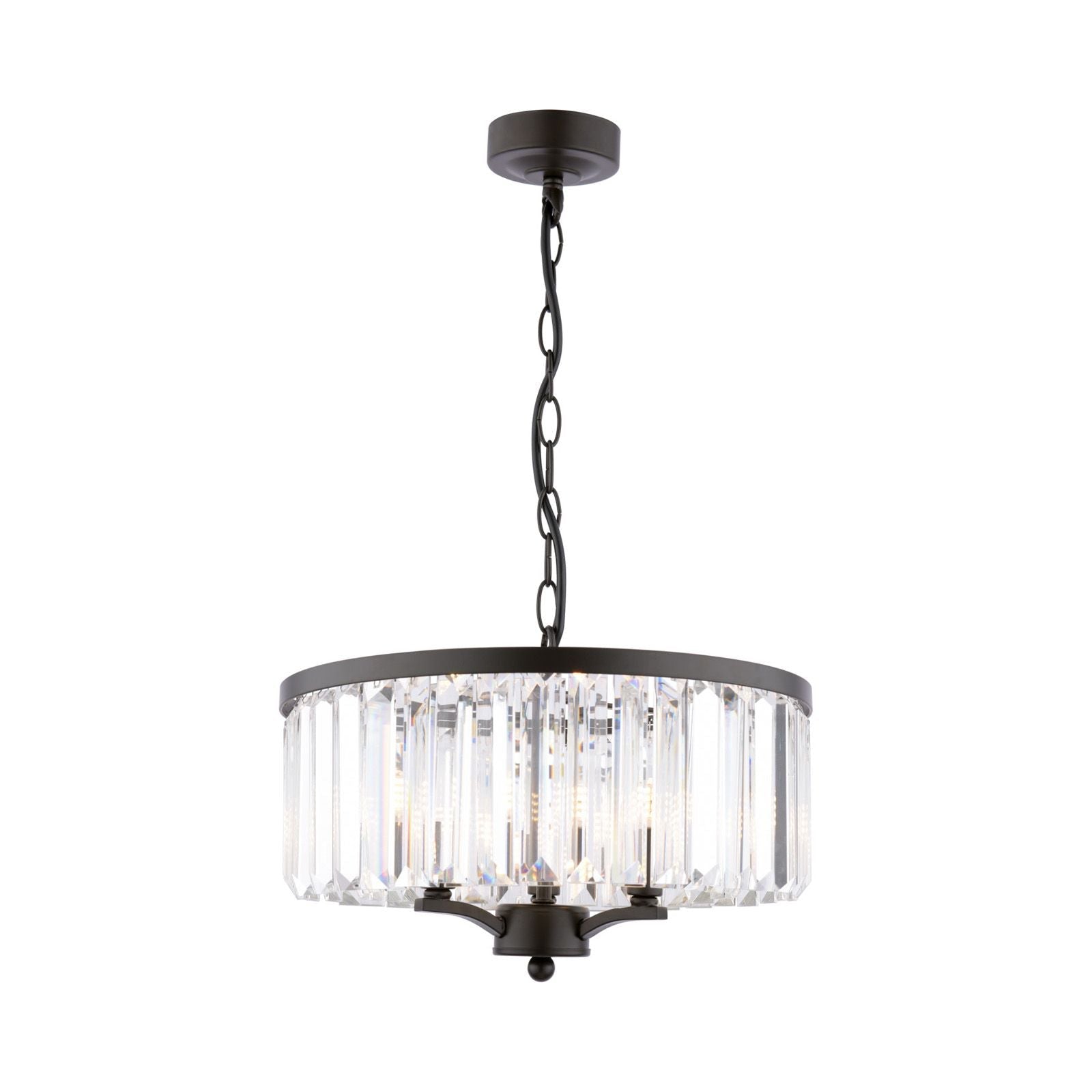 Elkwood 3 Light Pendant Crystal and Black