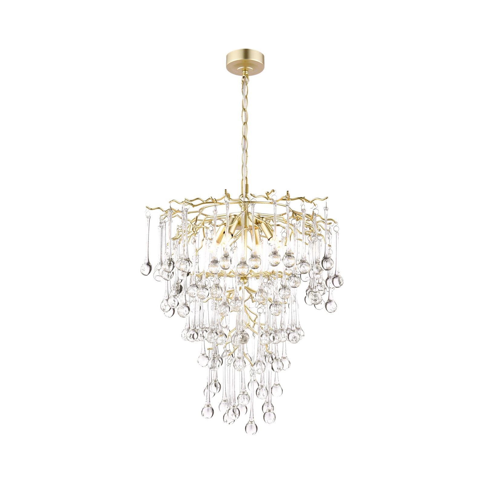 Willow 4 Light Pendant Satin Champagne and Crystal
