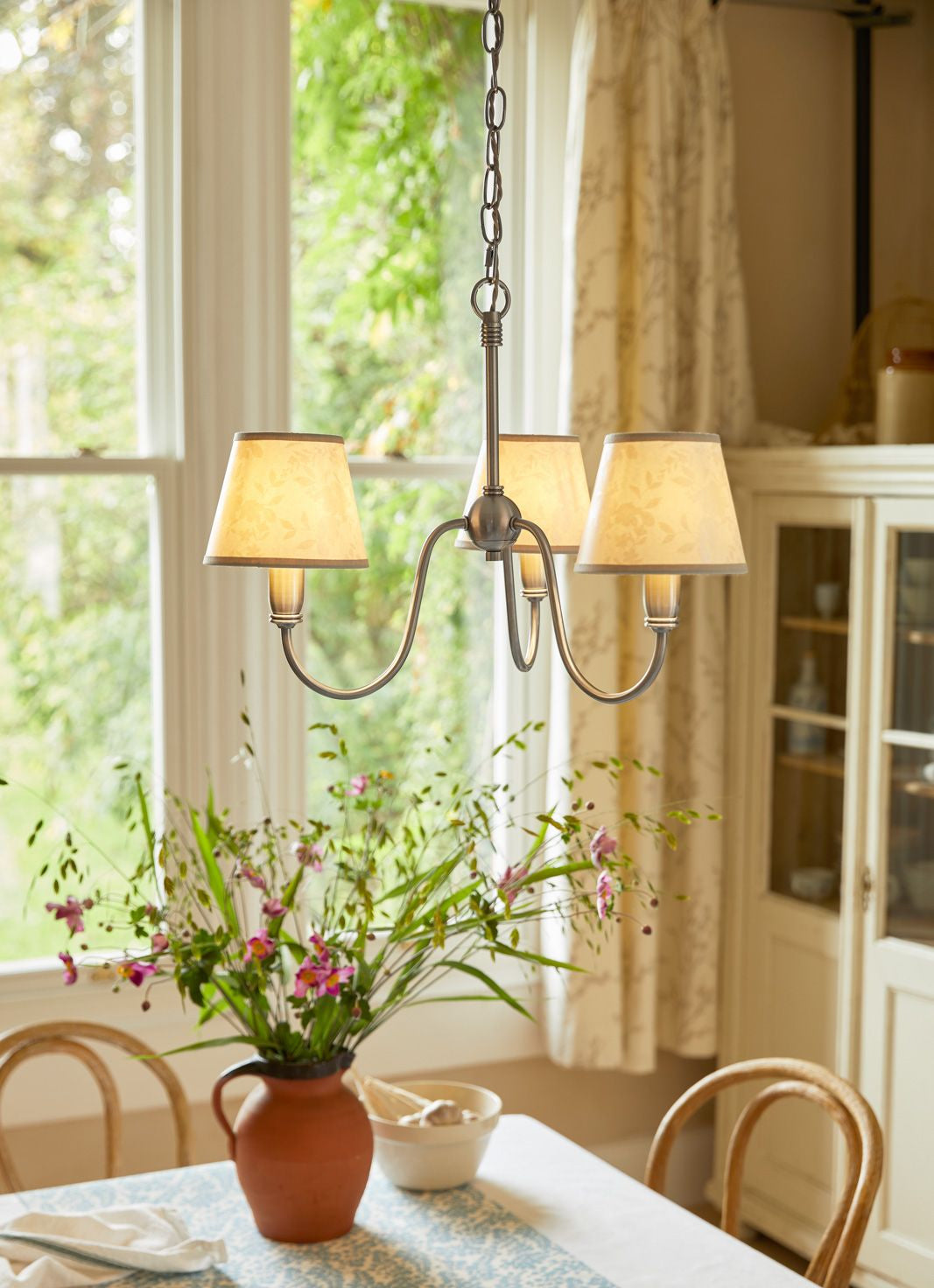 Westbourne 3 Light Armed Pendant Polished Pewter With Shade