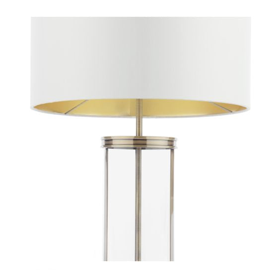 Harrington Small Table Lamp Antique Brass and Glass With Shade