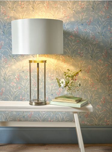 Harrington Small Table Lamp Antique Brass and Glass With Shade