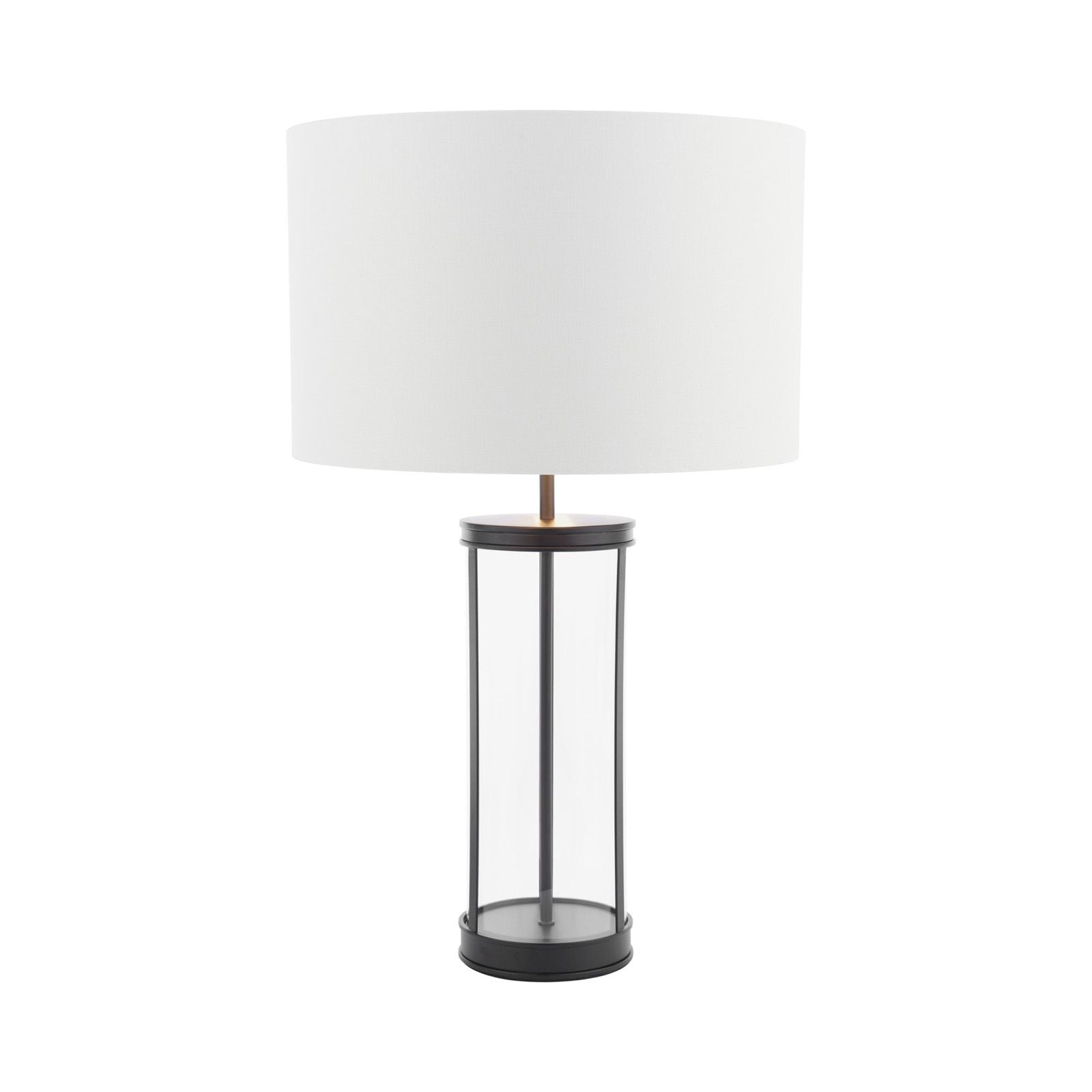 Harrington Small Table Lamp Antique Brass and Glass With Shade