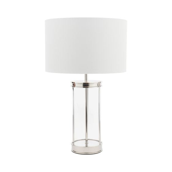 Harrington Small Table Lamp Antique Brass and Glass With Shade