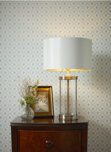 Harrington Small Table Lamp Antique Brass and Glass With Shade