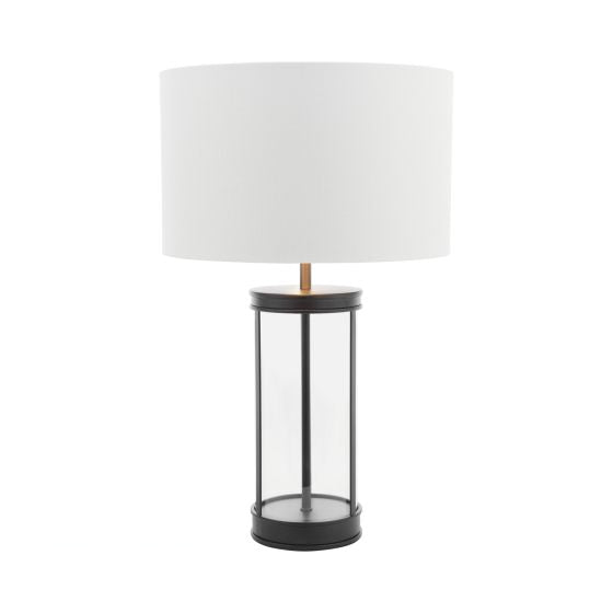 Harrington Small Table Lamp Antique Brass and Glass With Shade