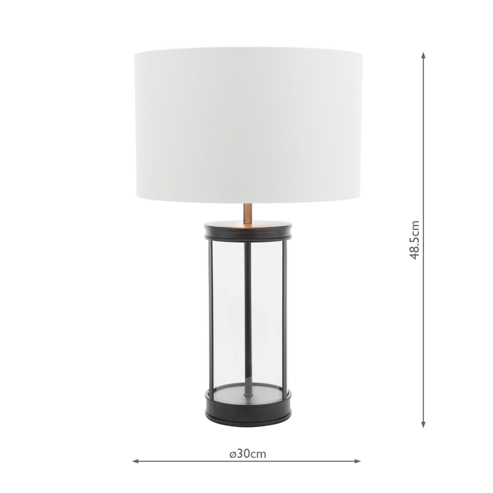 Harrington Small Table Lamp Antique Brass and Glass With Shade