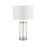 Harrington Small Table Lamp Antique Brass and Glass With Shade