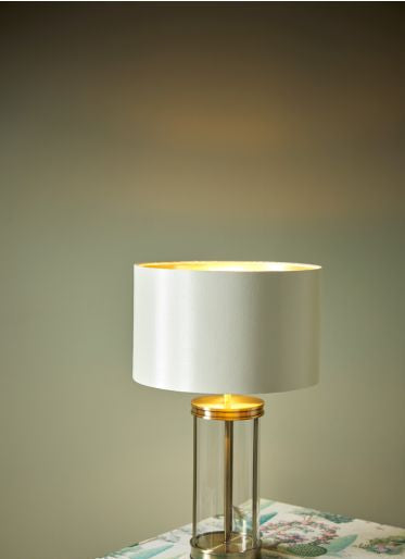 Harrington Small Table Lamp Antique Brass and Glass With Shade