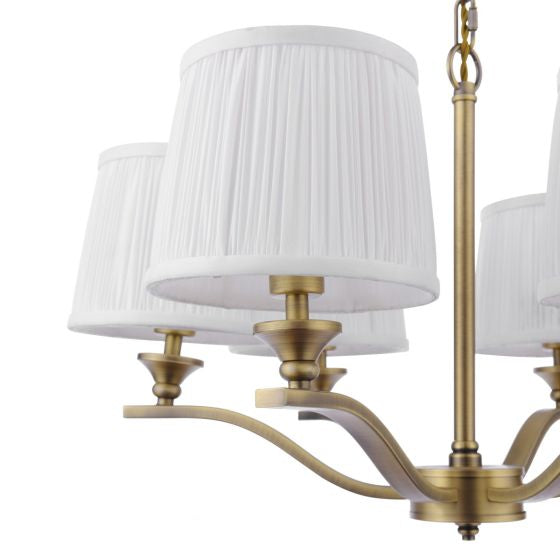 Hemsley 3/6 Light Armed Pendant Matt Antique Brass With Shade