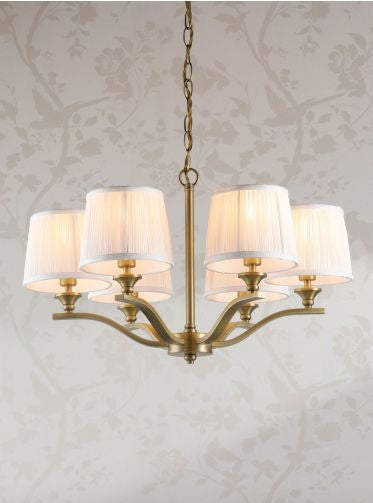 Hemsley 3/6 Light Armed Pendant Matt Antique Brass With Shade