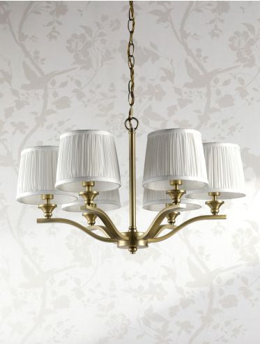 Hemsley 3/6 Light Armed Pendant Matt Antique Brass With Shade