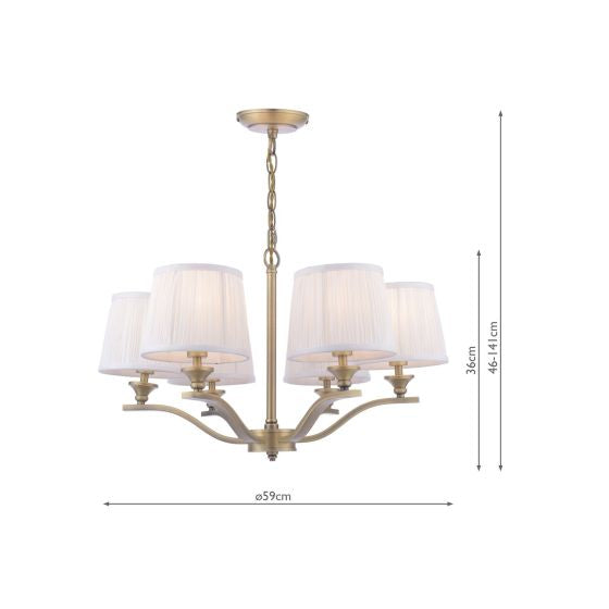 Hemsley 3/6 Light Armed Pendant Matt Antique Brass With Shade