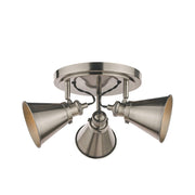 Rufus 3 Light Plate Spotlight Industrial Nickel/Antique Brass E14