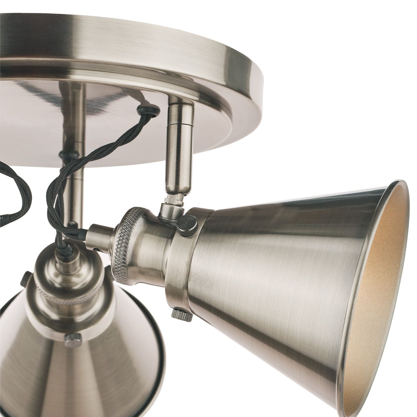 Rufus 3 Light Plate Spotlight Industrial Nickel/Antique Brass E14