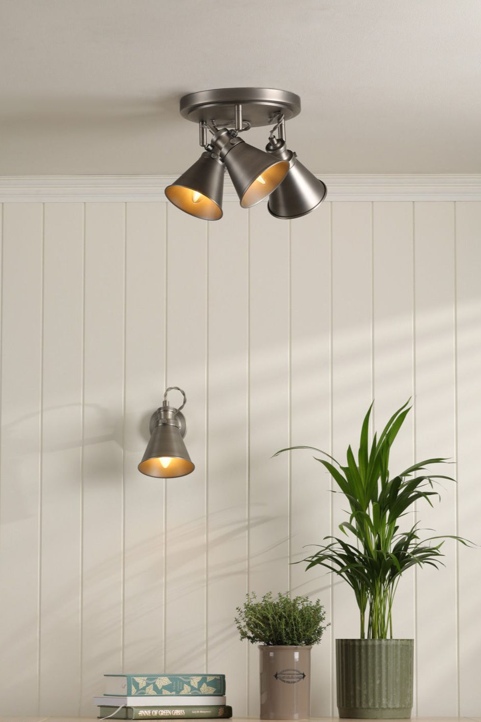 Rufus Single Spotlight Industrial Nickel/Antique Brass E14