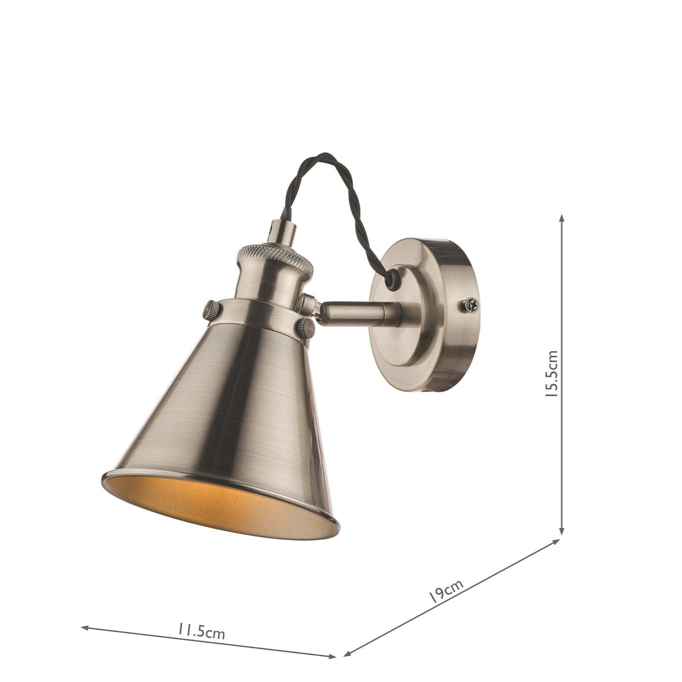 Rufus Single Spotlight Industrial Nickel/Antique Brass E14