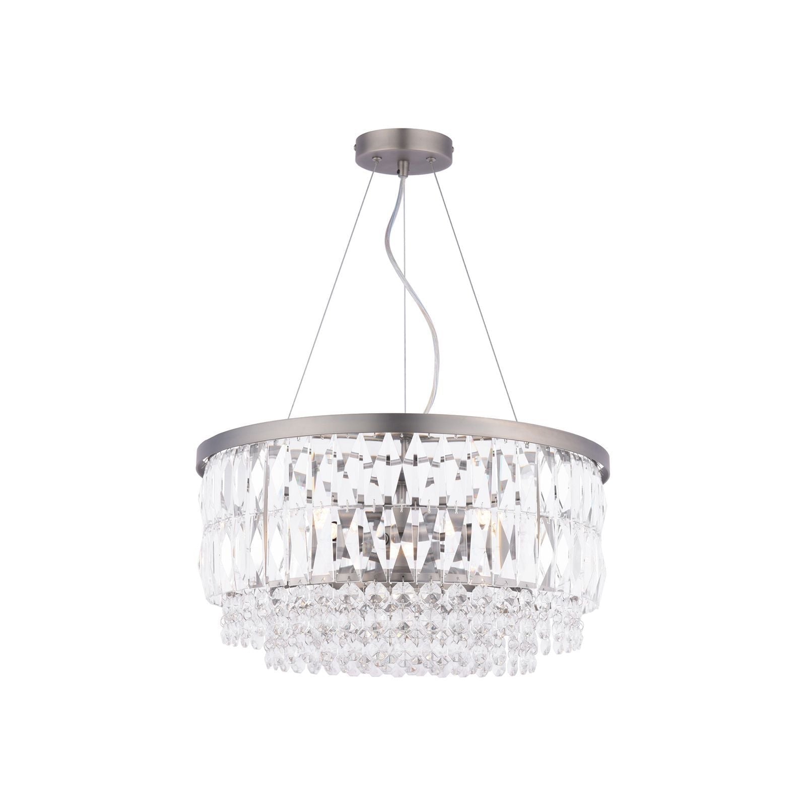 Rhosill 4 Light Pendant Crystal and Antique Brass/ Aged Pewter