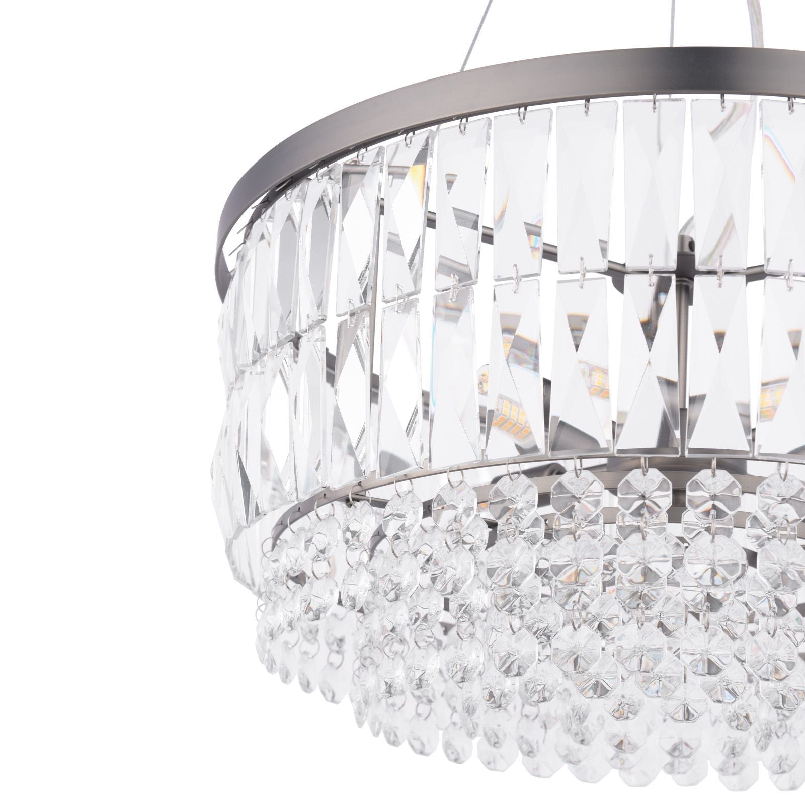 Rhosill 4 Light Pendant Crystal and Antique Brass/ Aged Pewter