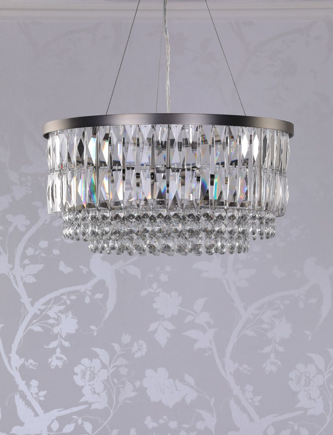 Rhosill 4 Light Pendant Crystal and Antique Brass/ Aged Pewter