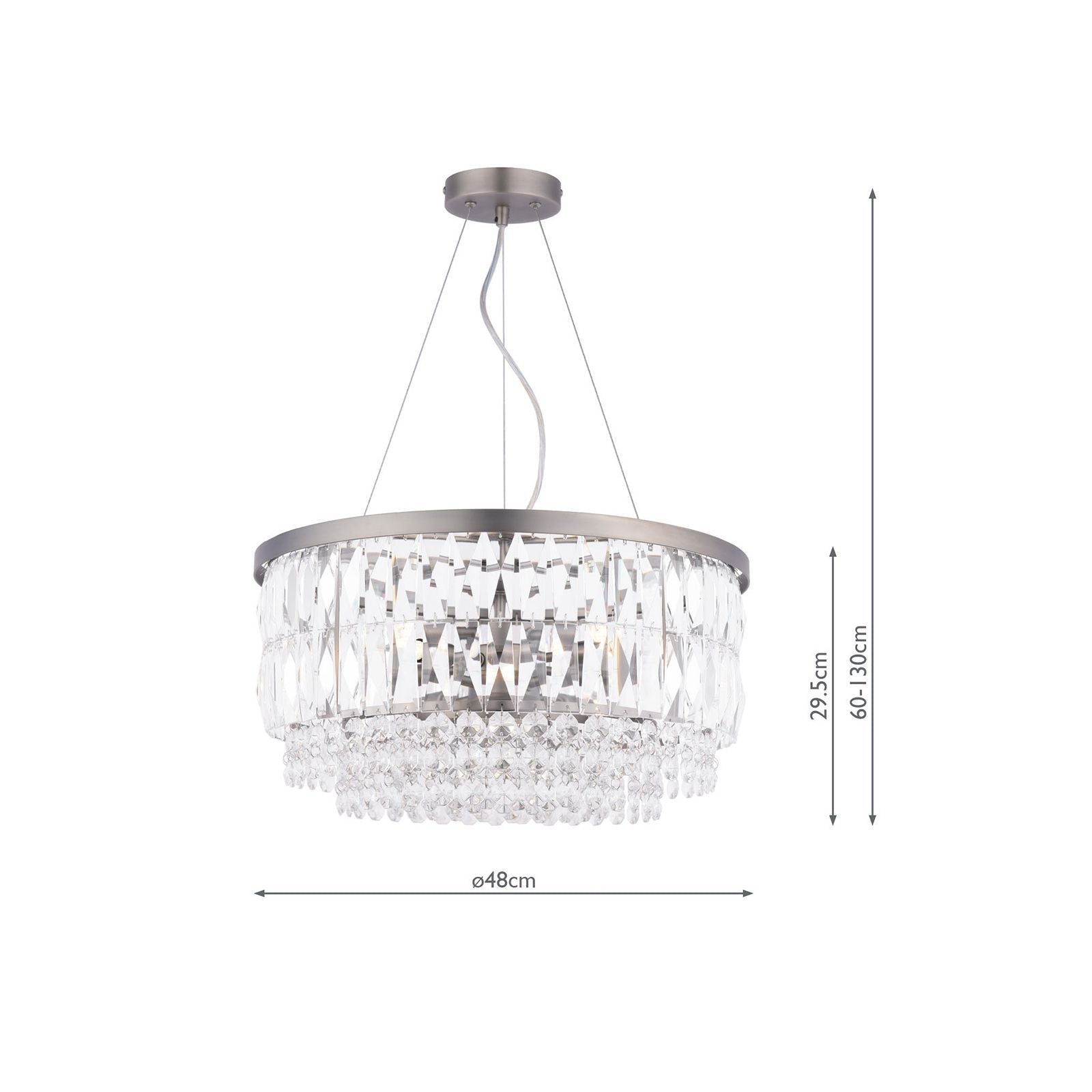 Rhosill 4 Light Pendant Crystal and Antique Brass/ Aged Pewter