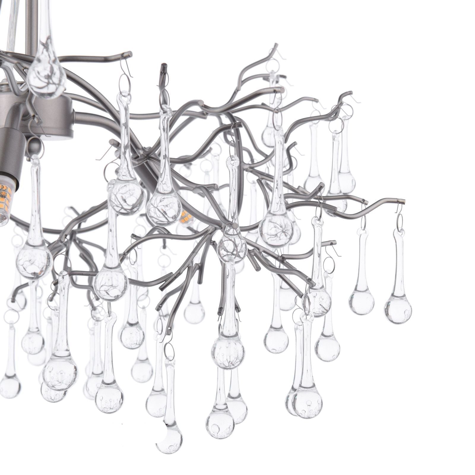 Willow 3/5 Light Pendant Satin Pewter and Crystal