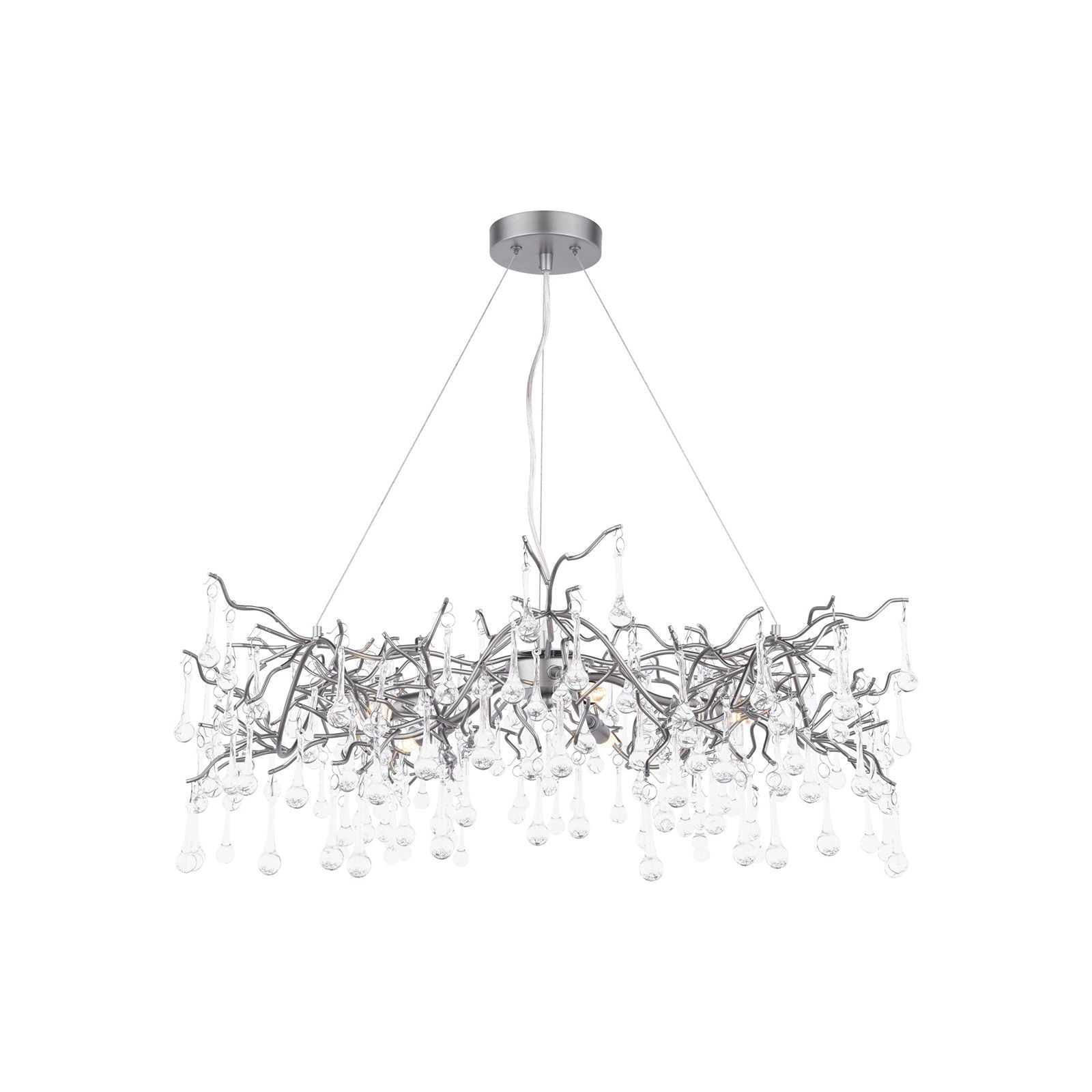 Willow 3/5 Light Pendant Satin Pewter and Crystal