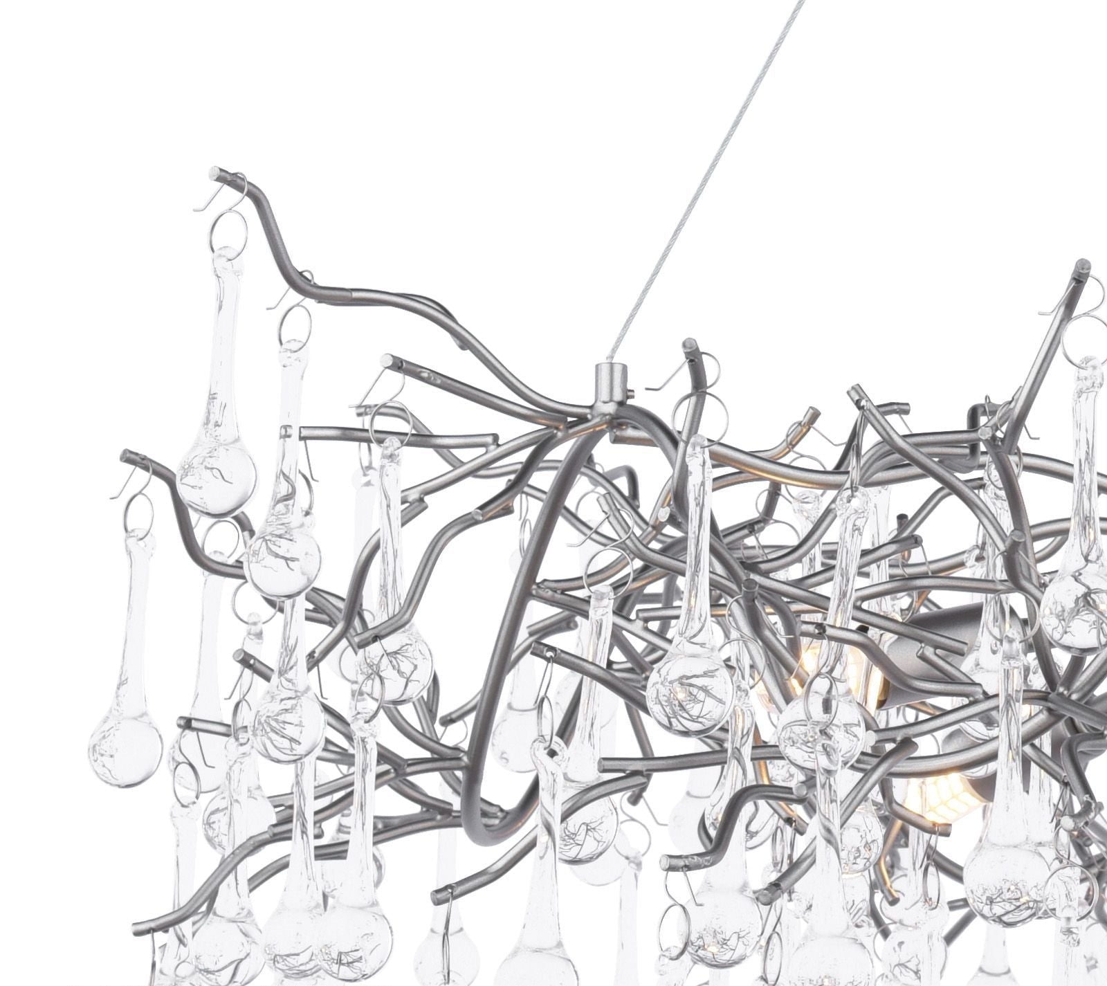 Willow 3/5 Light Pendant Satin Pewter and Crystal