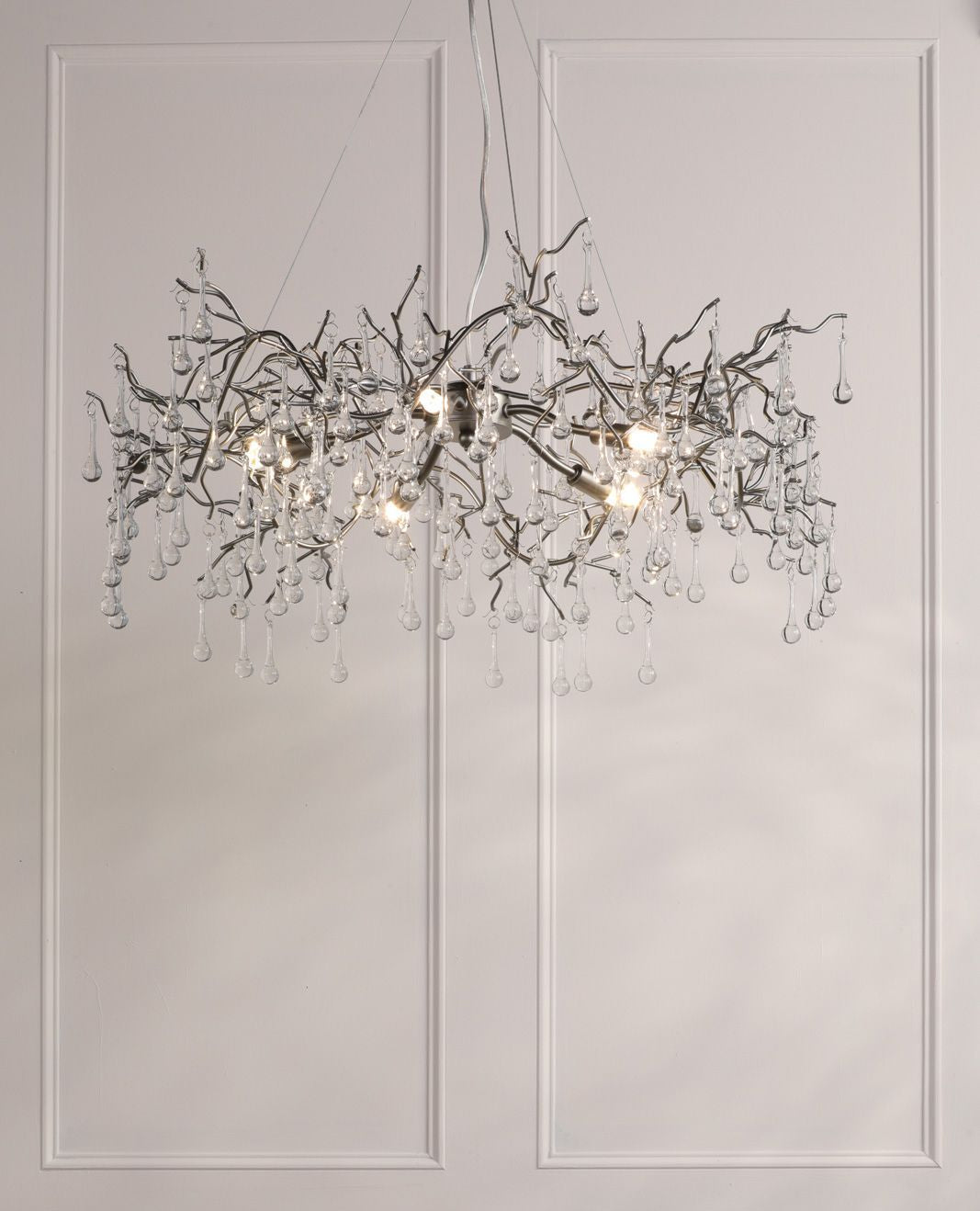 Willow 3/5 Light Pendant Satin Pewter and Crystal
