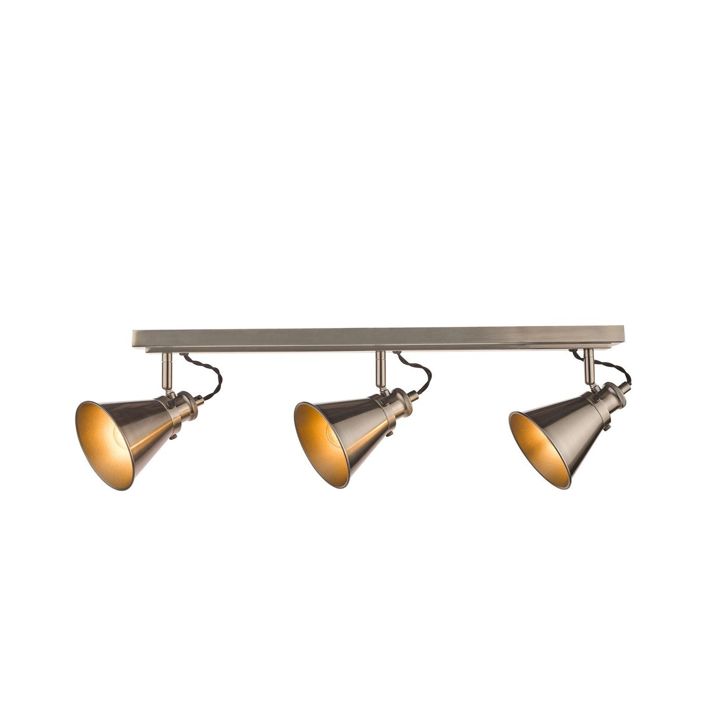 Rufus 3 Light Bar Spotlight Industrial Nickel/Antique Brass E14