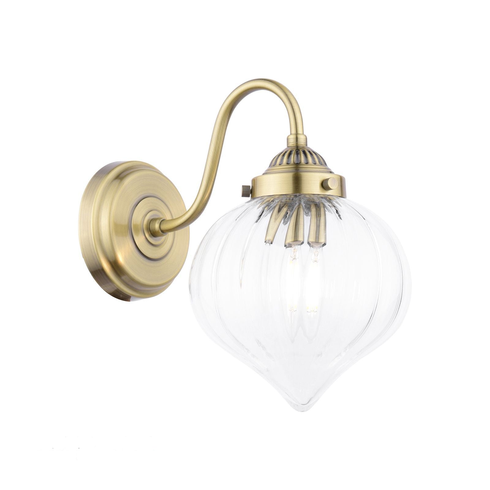 Whitham Wall Light Antique Brass and Ribbed Glass