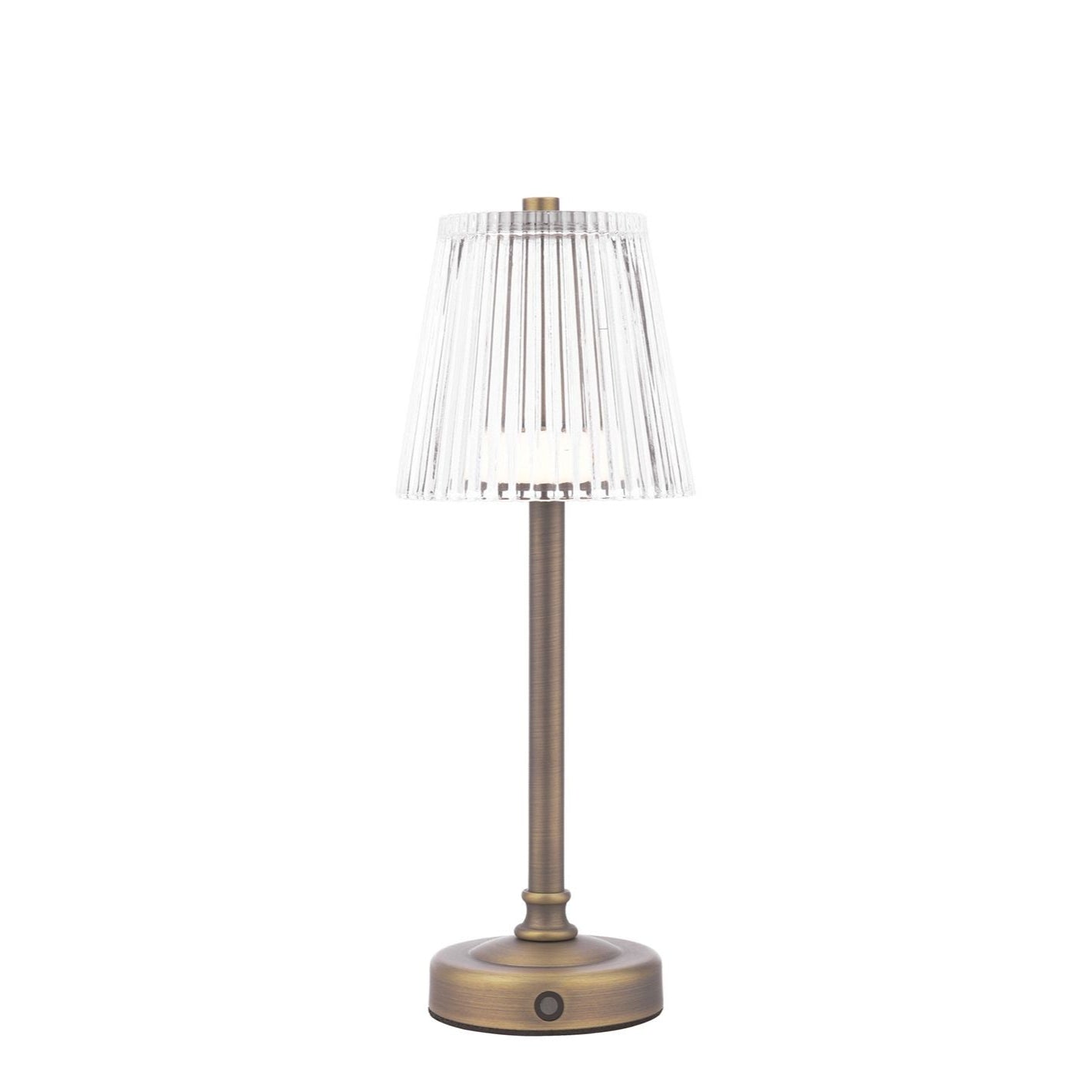 Callaghan Table Lamp Matt Antique Brass and Ribbed Glass LED Integrated LED