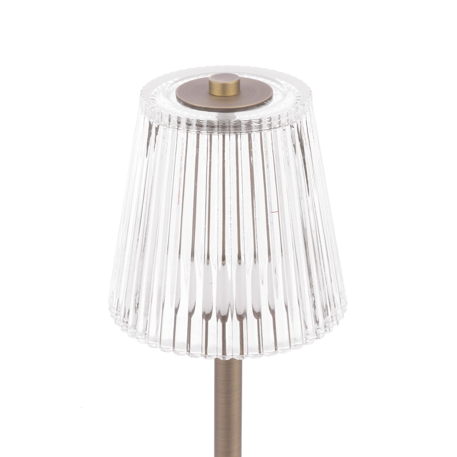 Callaghan Table Lamp Matt Antique Brass and Ribbed Glass LED Integrated LED