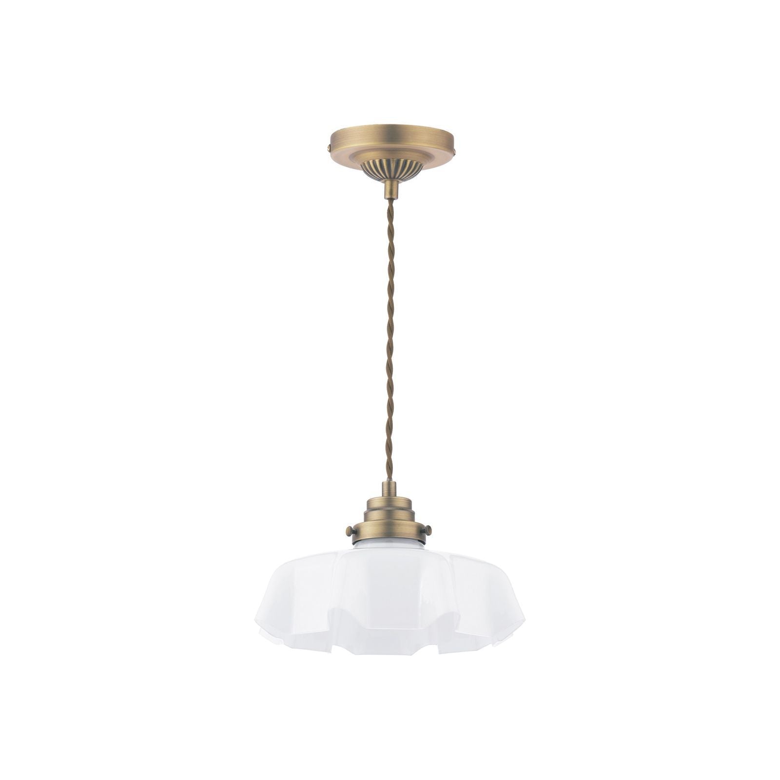 Banham Pendant Matt Antique Brass and White Glass