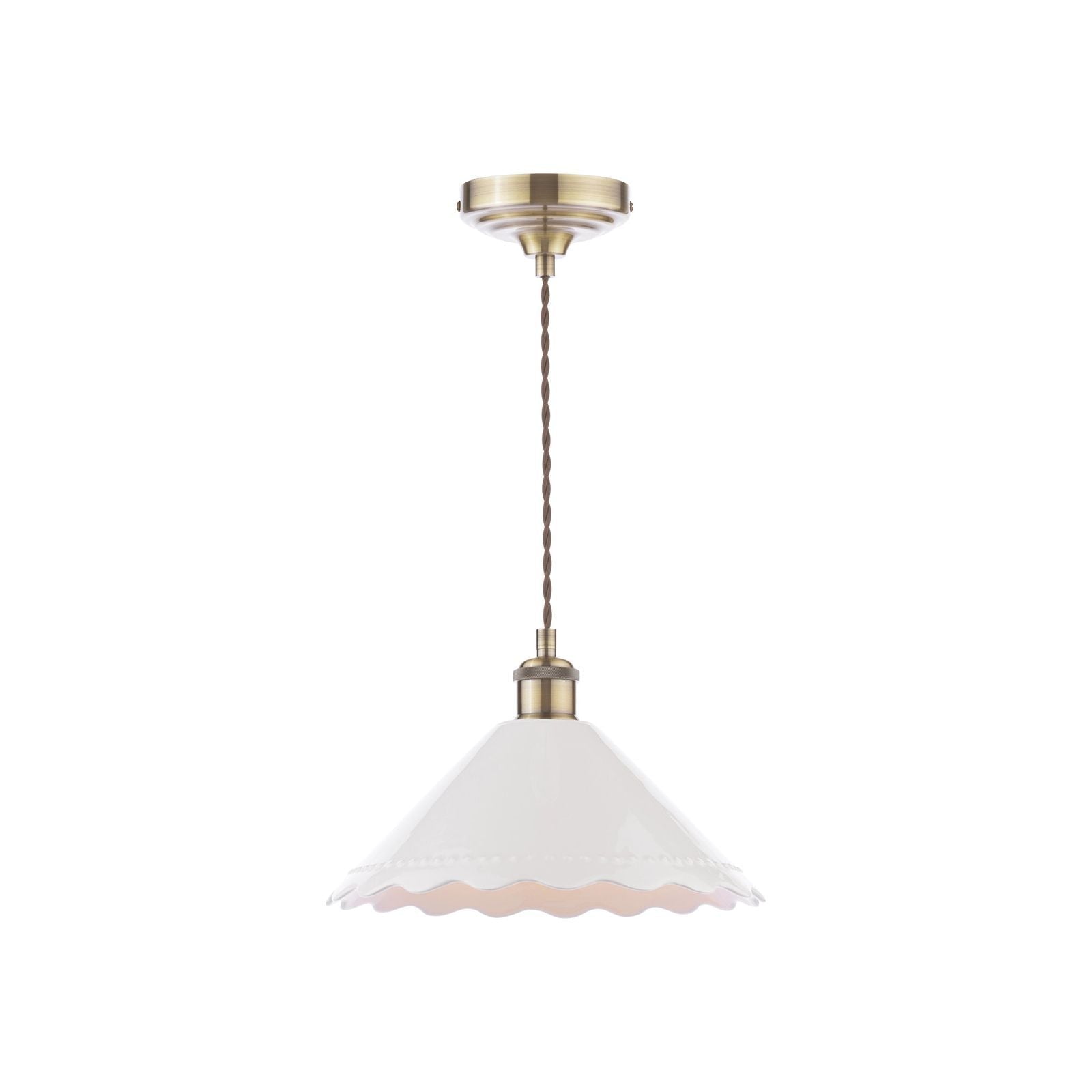 Daws Pendant White Ceramic and Antique Brass