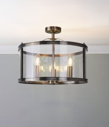 Harrington 3/5 Light Pendant Matt Black and Glass