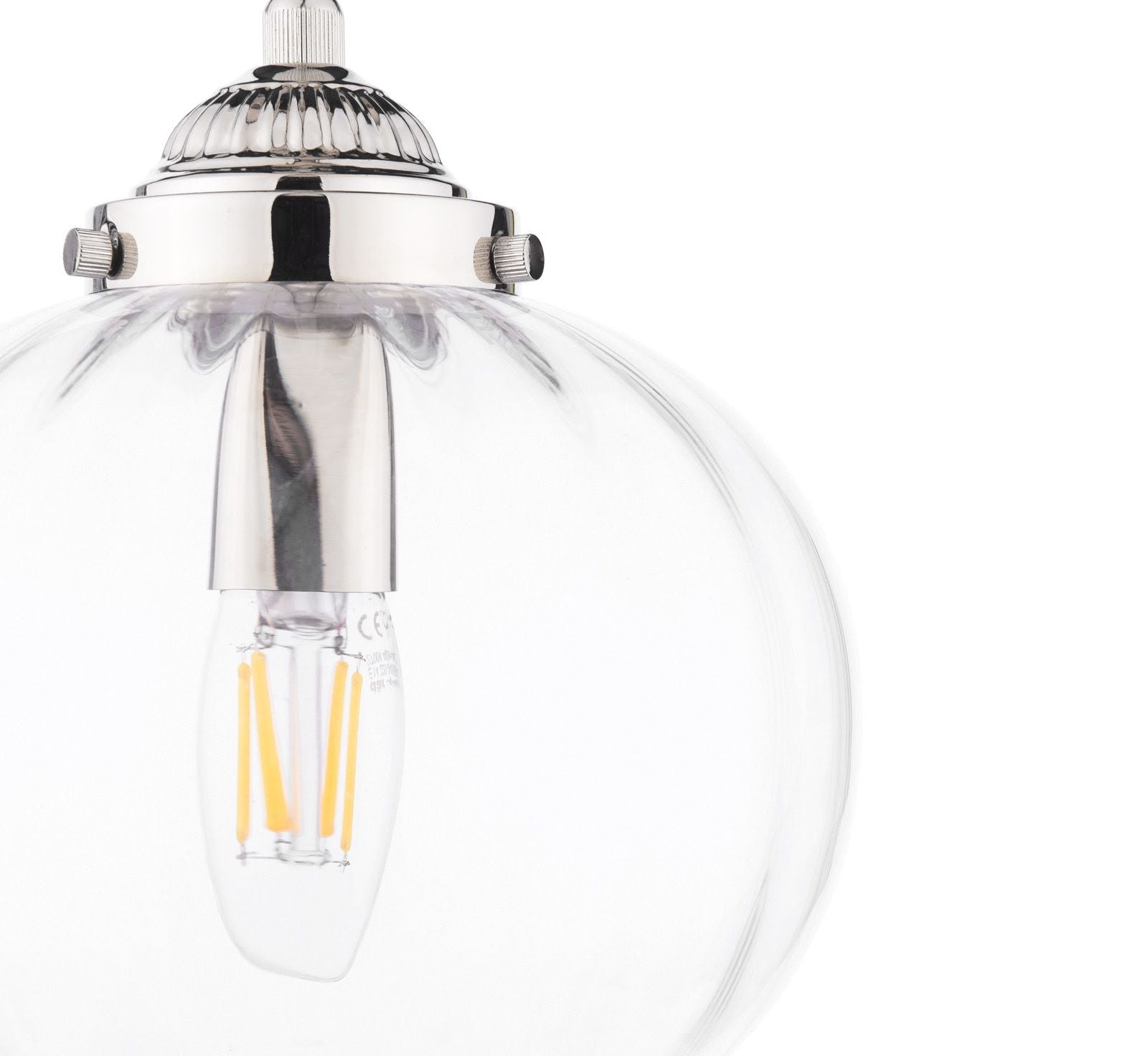 Whitham Pendant Polished Nickel/Antique Brass  and Ribbed Glass