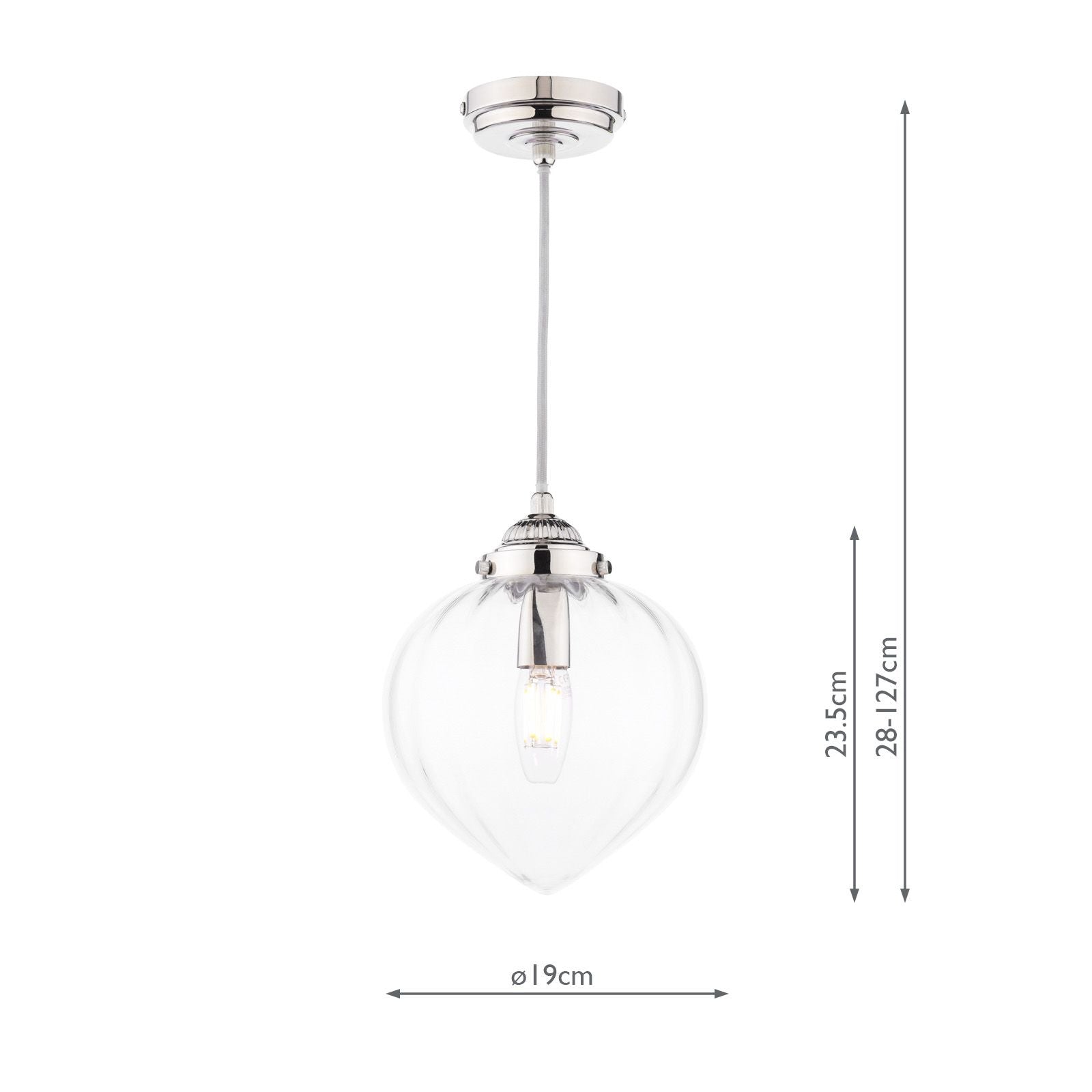 Whitham Pendant Polished Nickel/Antique Brass  and Ribbed Glass