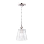 Callaghan Pendant Polished Nickel/Antique Brass and Ribbed Glass E14