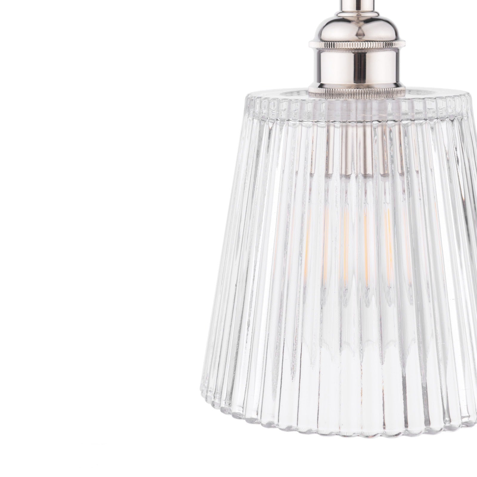 Callaghan Pendant Polished Nickel/Antique Brass and Ribbed Glass E14