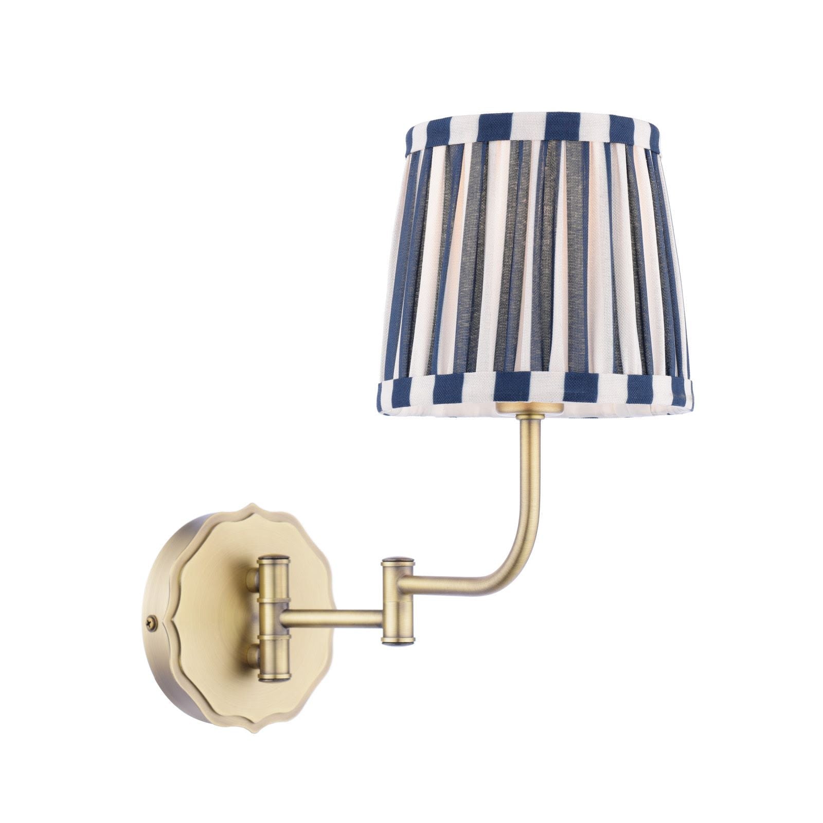 Denwick Wall Light Matt Antique Brass and Satin Blue With Shade