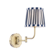 Denwick Wall Light Matt Antique Brass and Satin Blue With Shade