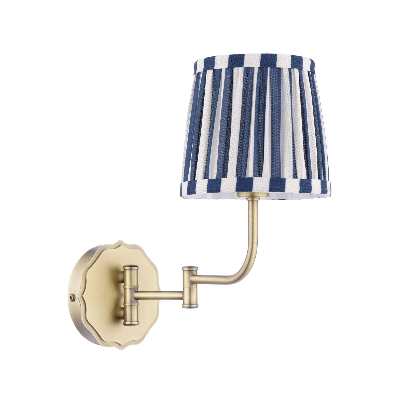 Denwick Wall Light Matt Antique Brass and Satin Blue With Shade