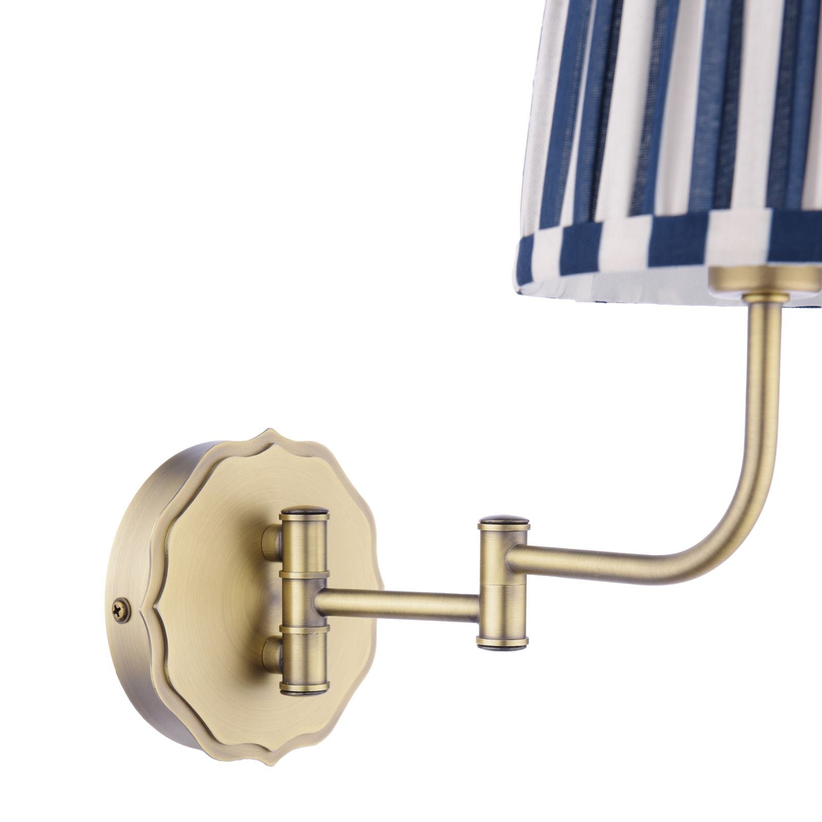 Denwick Wall Light Matt Antique Brass and Satin Blue With Shade