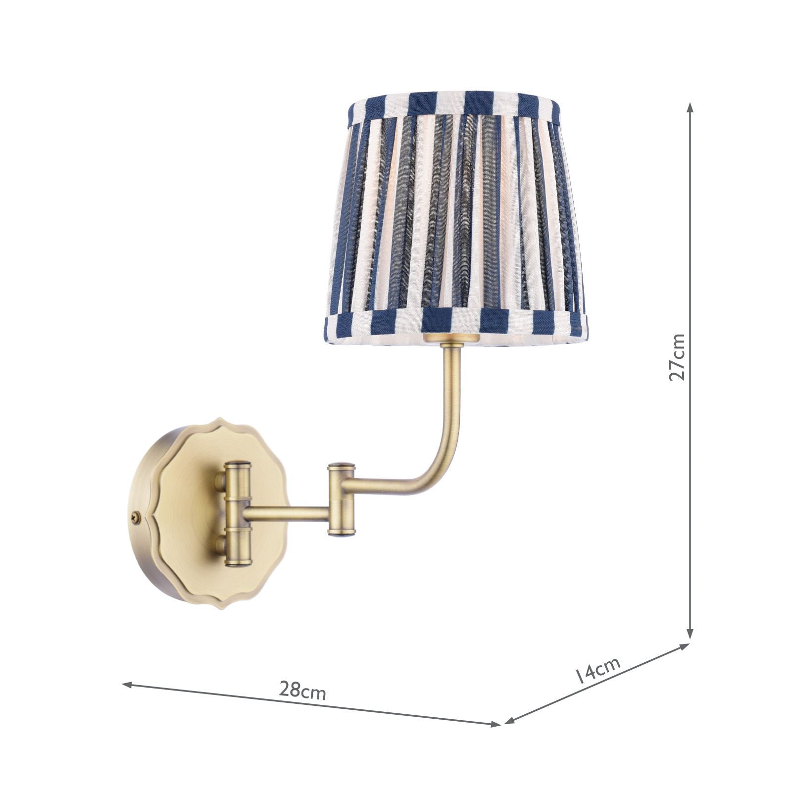 Denwick Wall Light Matt Antique Brass and Satin Blue With Shade