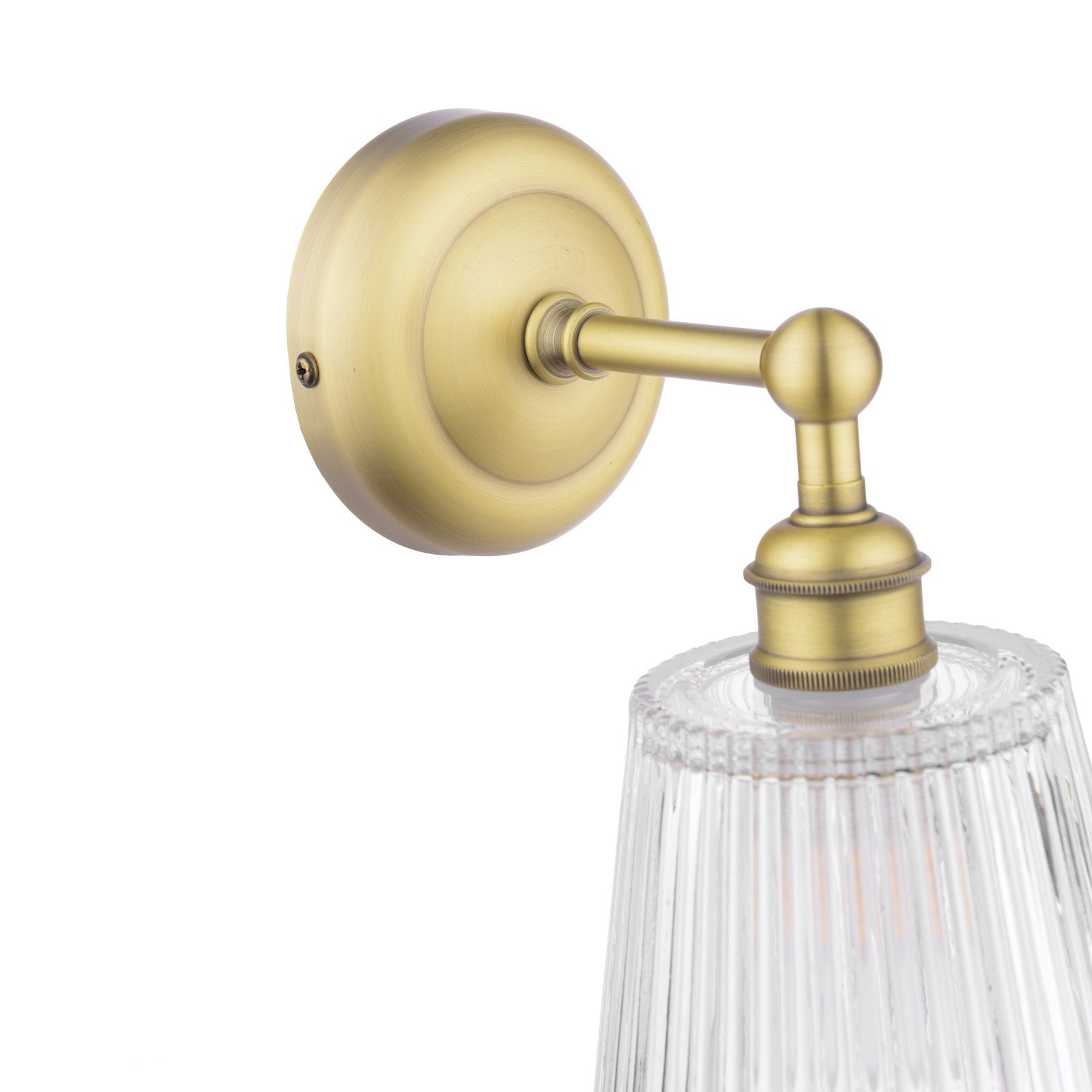Callaghan Wall Light Polished Nickel/Antique Brass and Ribbed Glass IP44 G9