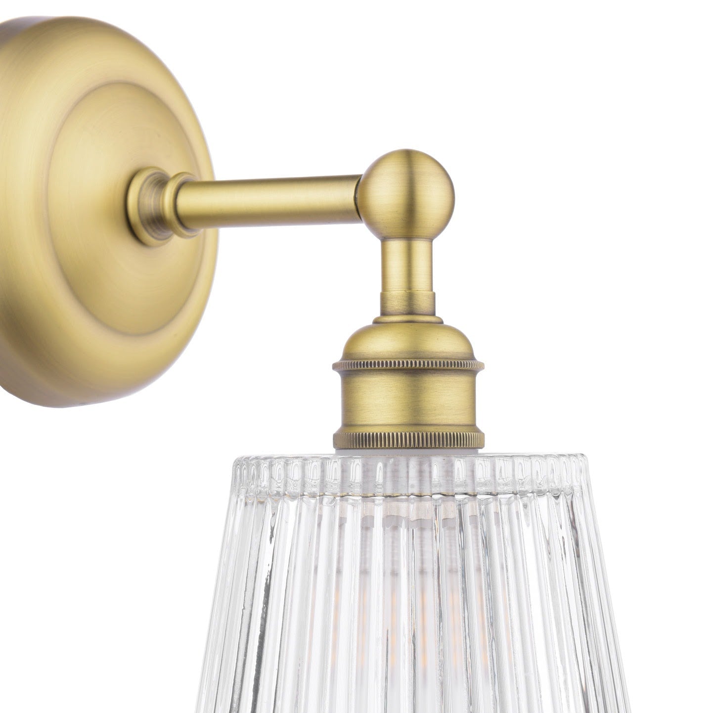 Callaghan Wall Light Polished Nickel/Antique Brass and Ribbed Glass IP44 G9
