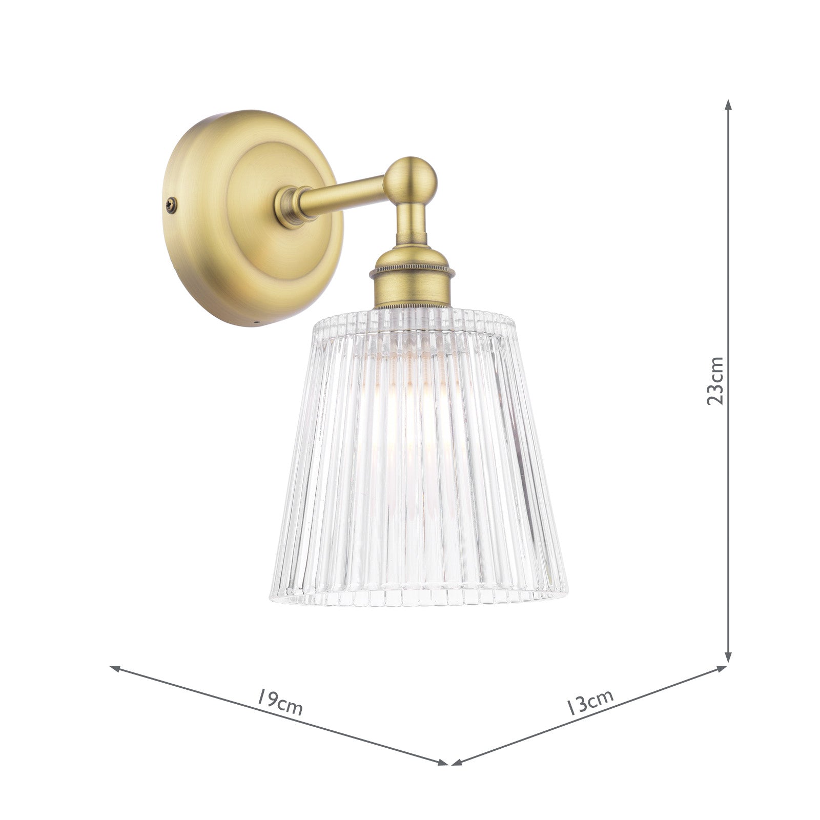 Callaghan Wall Light Polished Nickel/Antique Brass and Ribbed Glass IP44 G9