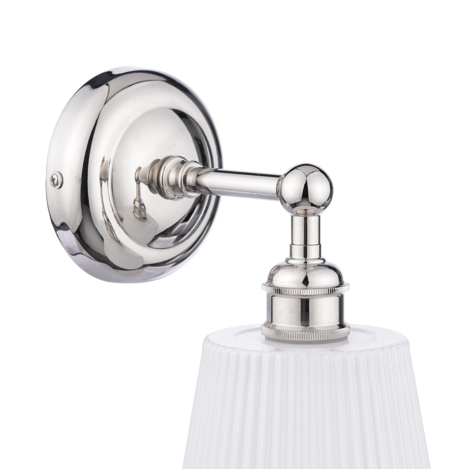 Callaghan Wall Light Polished Nickel/Antique Brass and Ribbed Glass IP44 G9